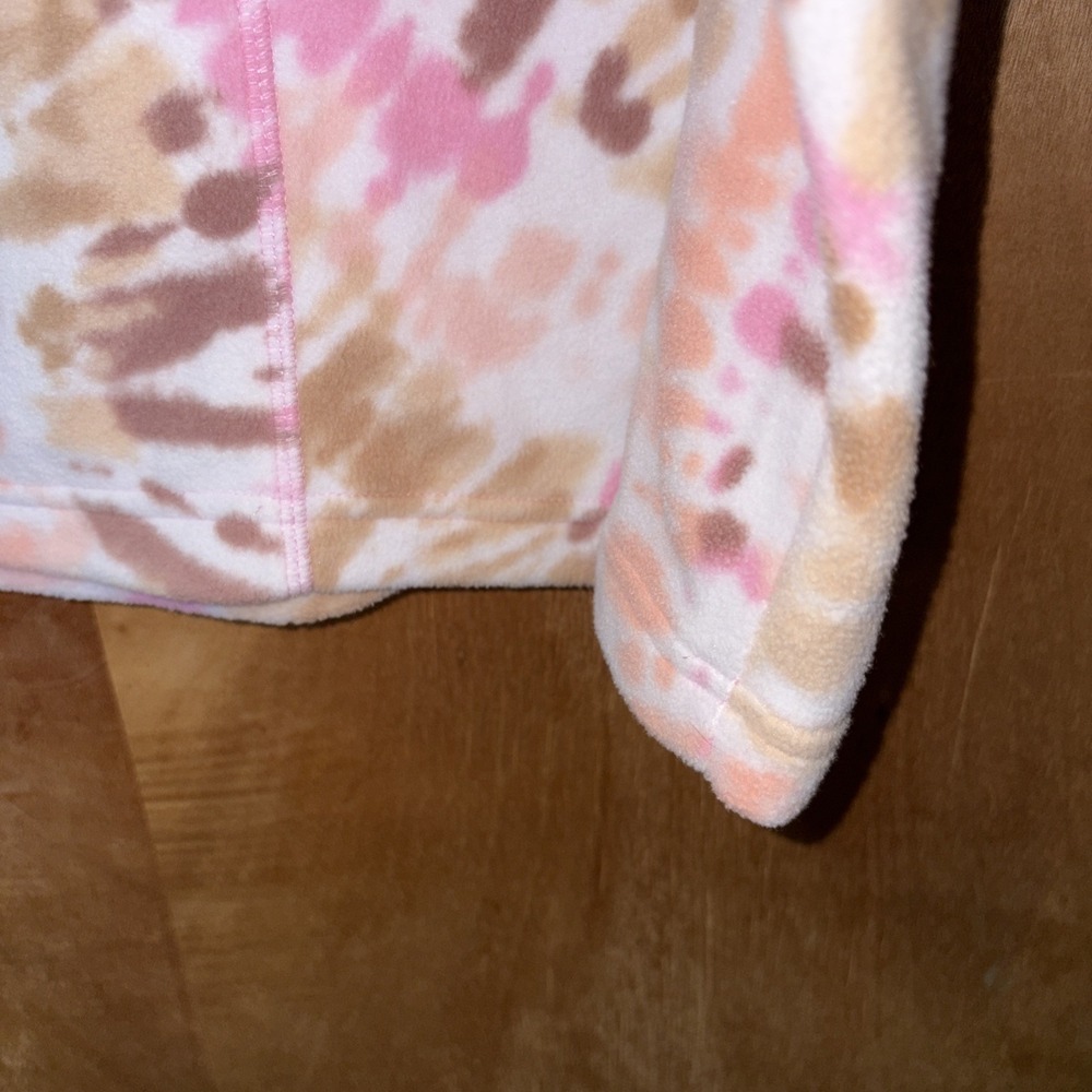 Lands' End Women's Medium 10-12 Lightweight Fleece Pullover Quarter Zip Tie Dye - Picture 4 of 9